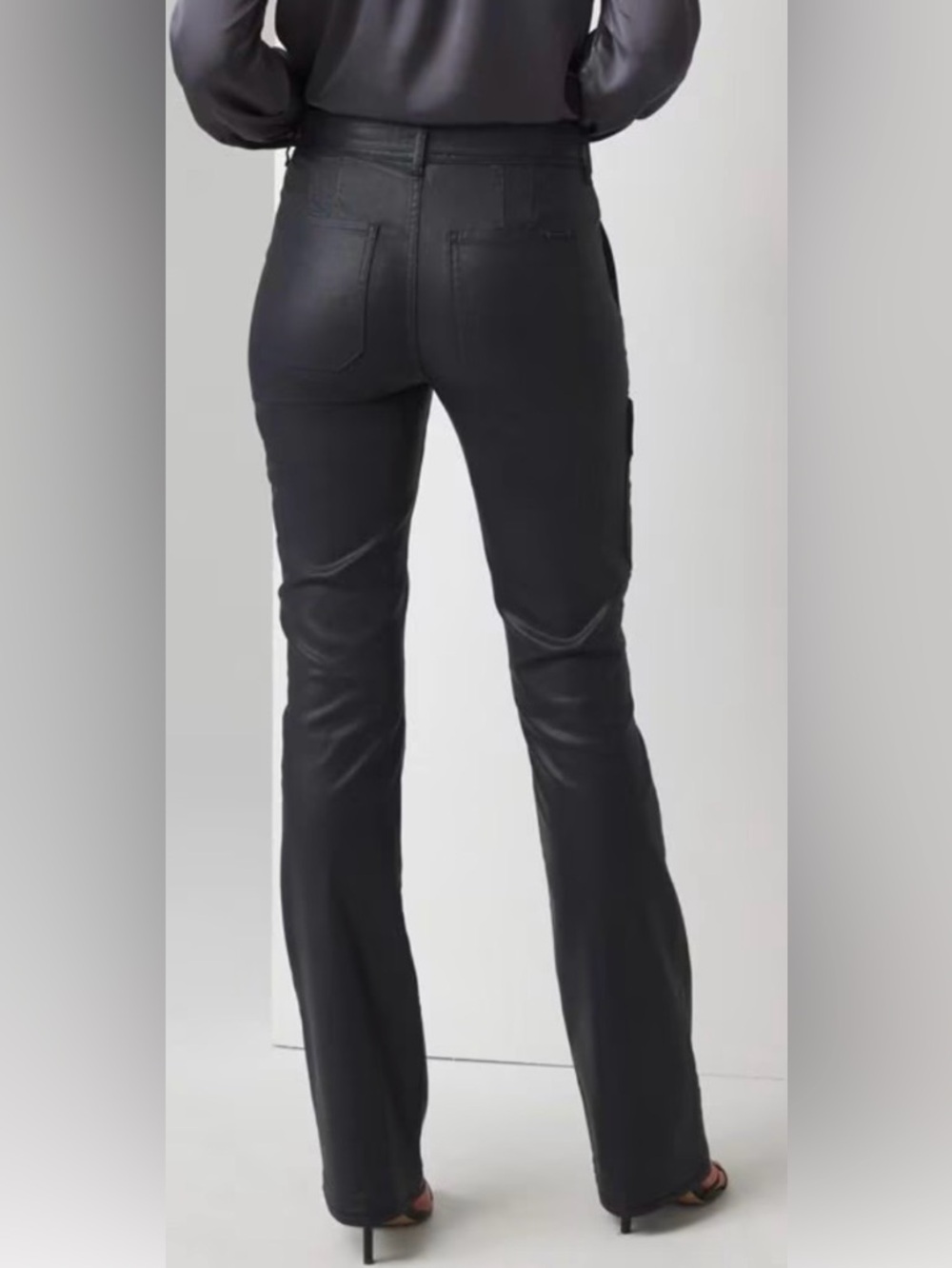 WHBM Coated Cargo Boot Jeans in Coated Officer Blue - Size 8 (NWT) - Picture 3 of 12